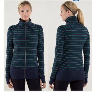 LULULEMON In Stride Striped  Blue and Green Jacket Size 8